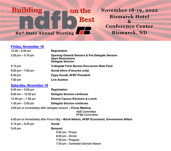 2022 NDFB Annual Meeting Agenda