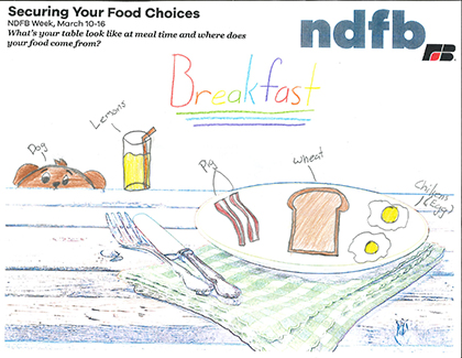 Fourth grade winning drawing features breakfast food