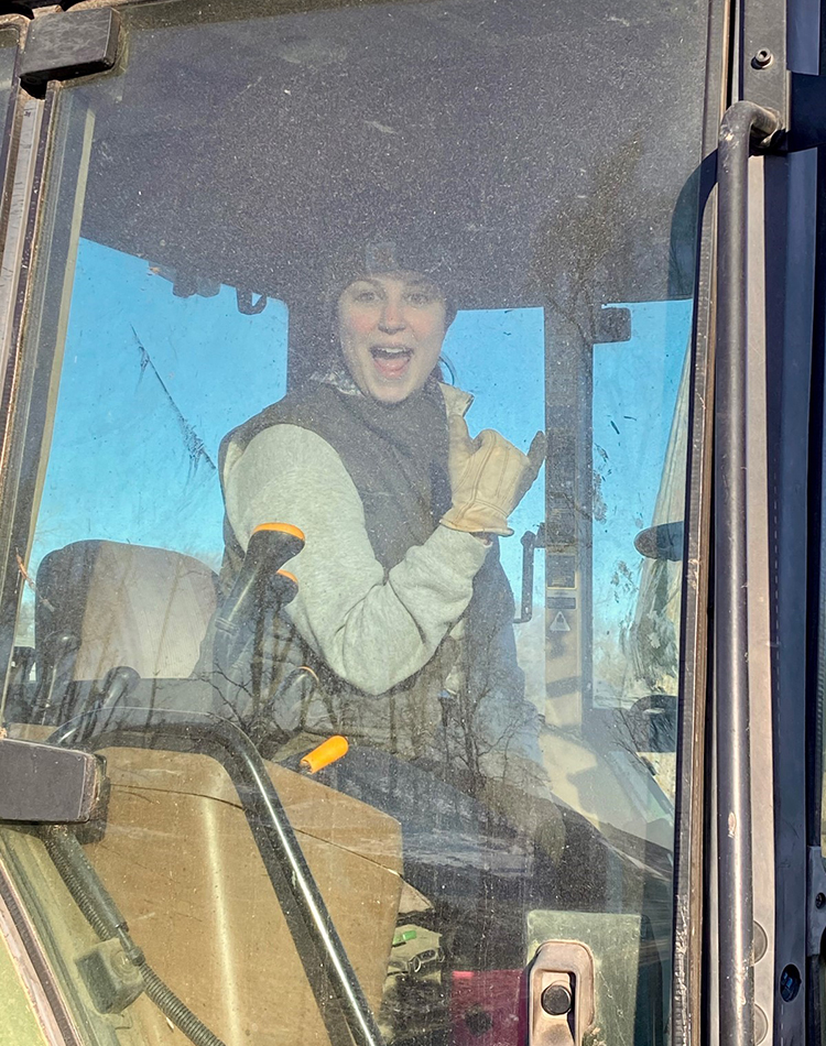 Abigail in the tractor