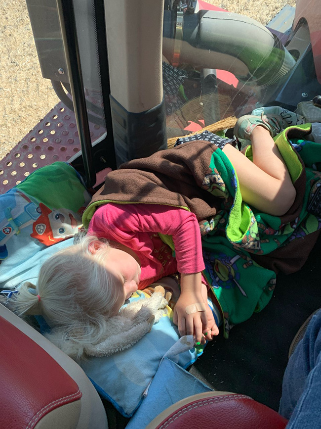 Taking a nap in the combine