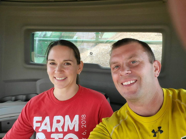 Jennie and Chris in the combine