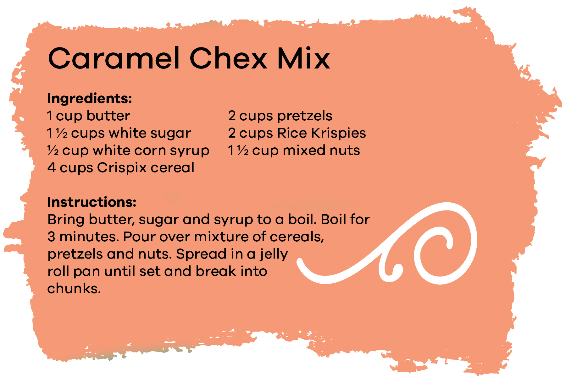 Caramel Chex Mix recipe card