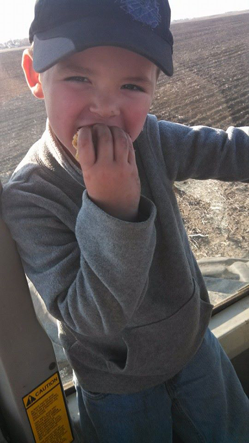 Eating in the tractor