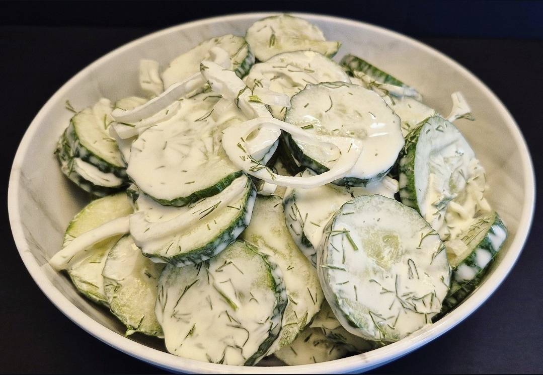 Creamy  Dill Cucumber Salad in a bowl