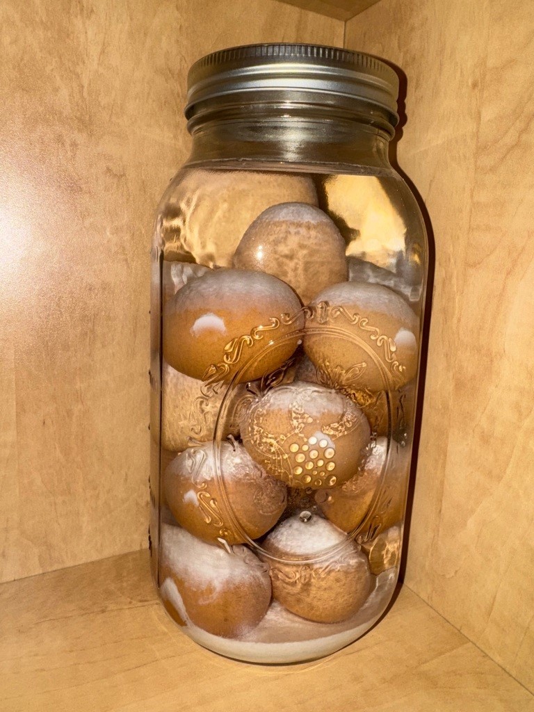 eggs in glass jar