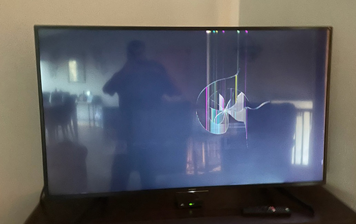 A slap in the screen - slap bracelet cracks tv screen