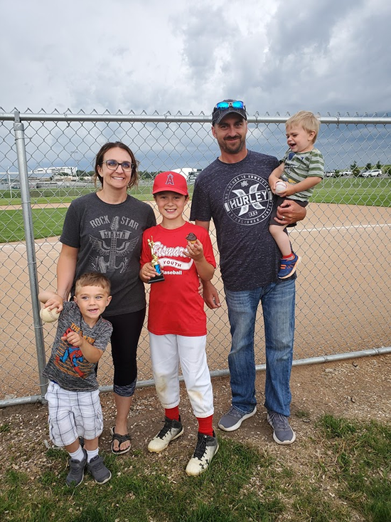 The happy family after the game