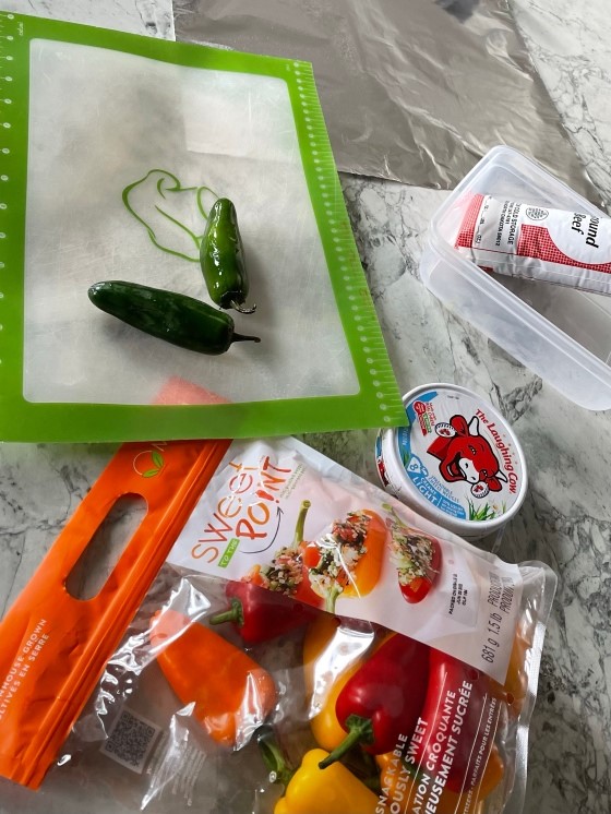 Prepping the peppers for the grill