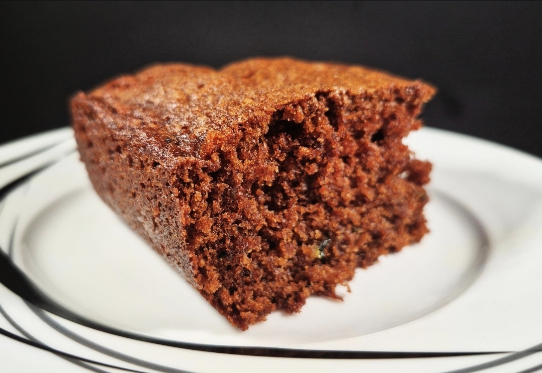 Slice of zucchini cake on a plate
