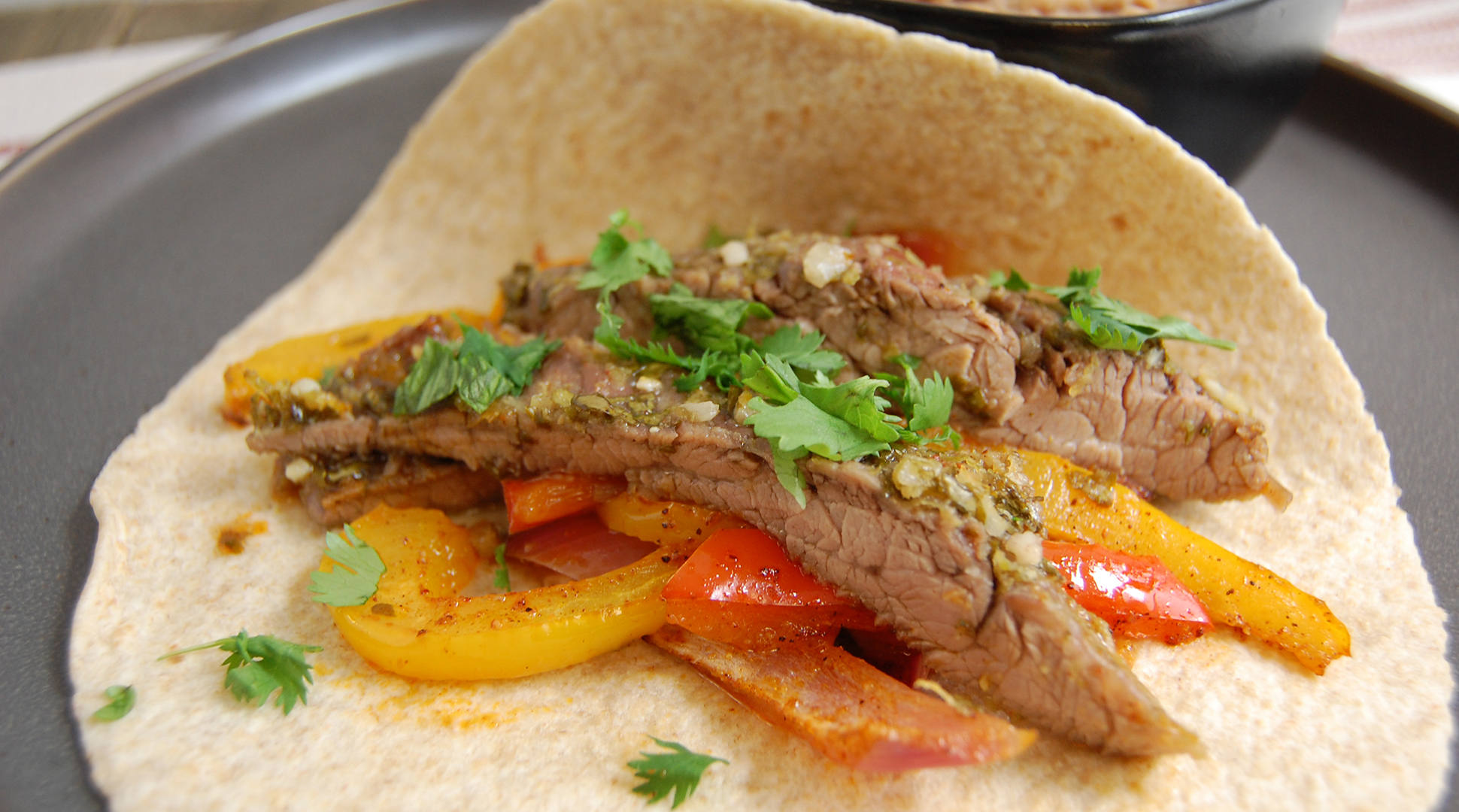 Cilantro lime steak fajitas