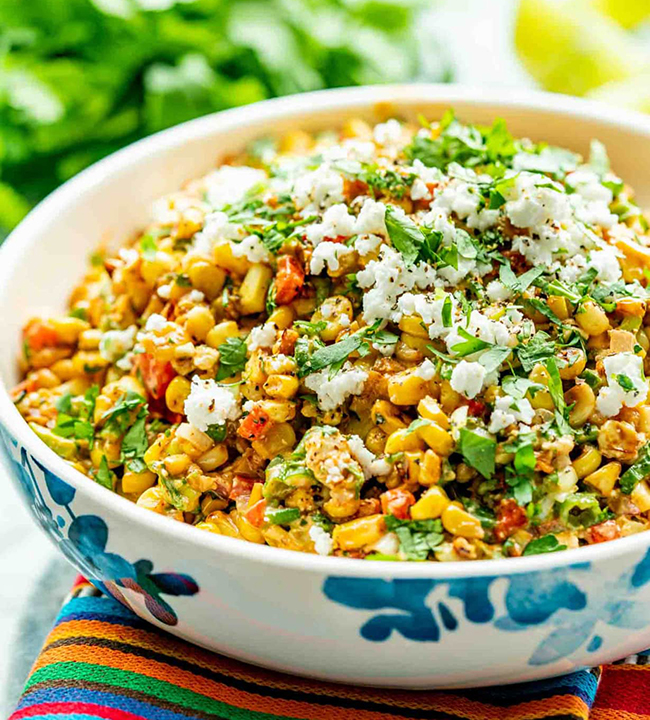 Grilled corn salad with cotija and lime