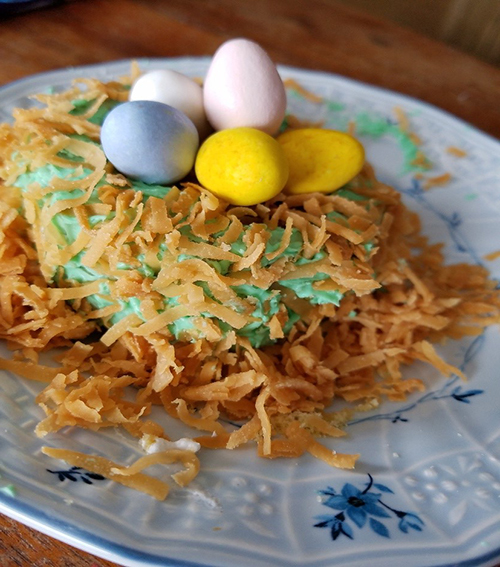 toasted coconut birds nest