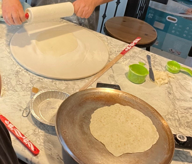 rolling out the lefse dough