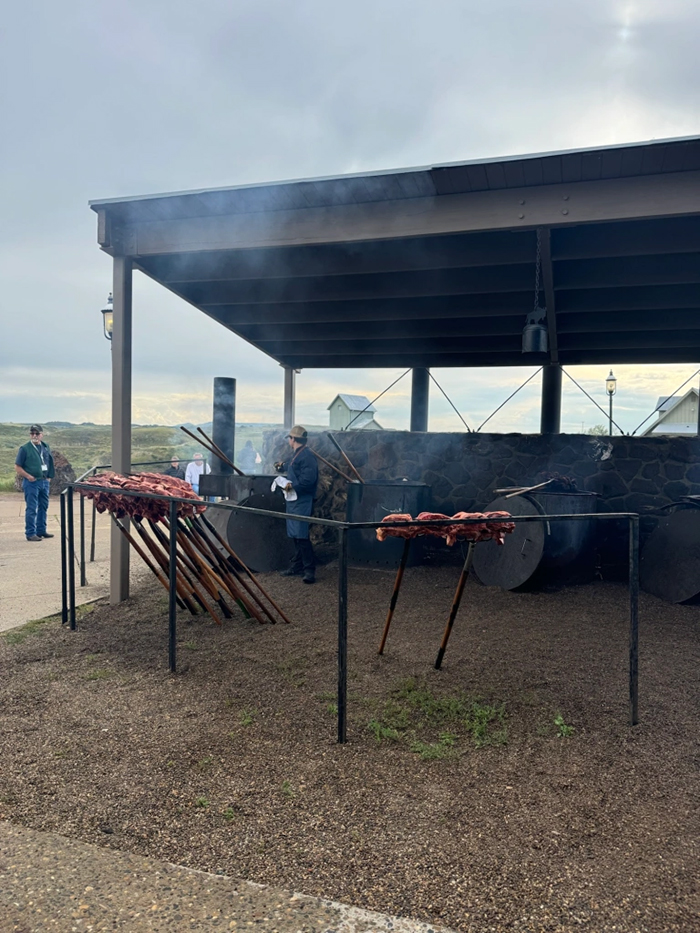 Long shot of the pitchfork fondue cooking area