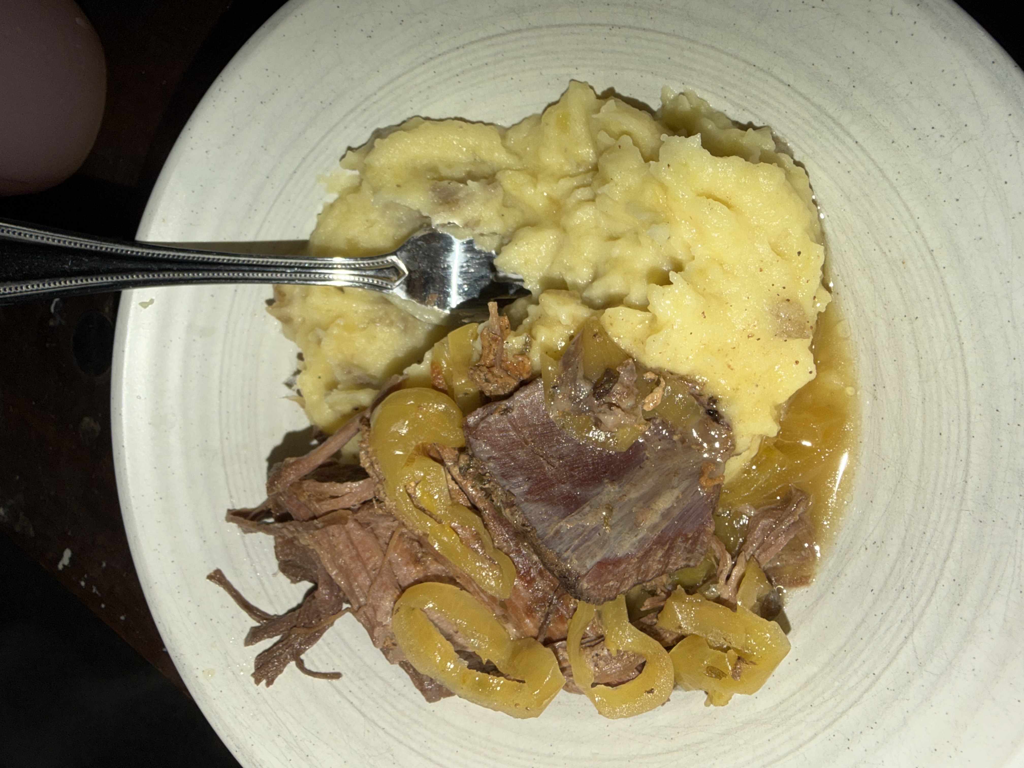 roast with horseradish mashed potatoes