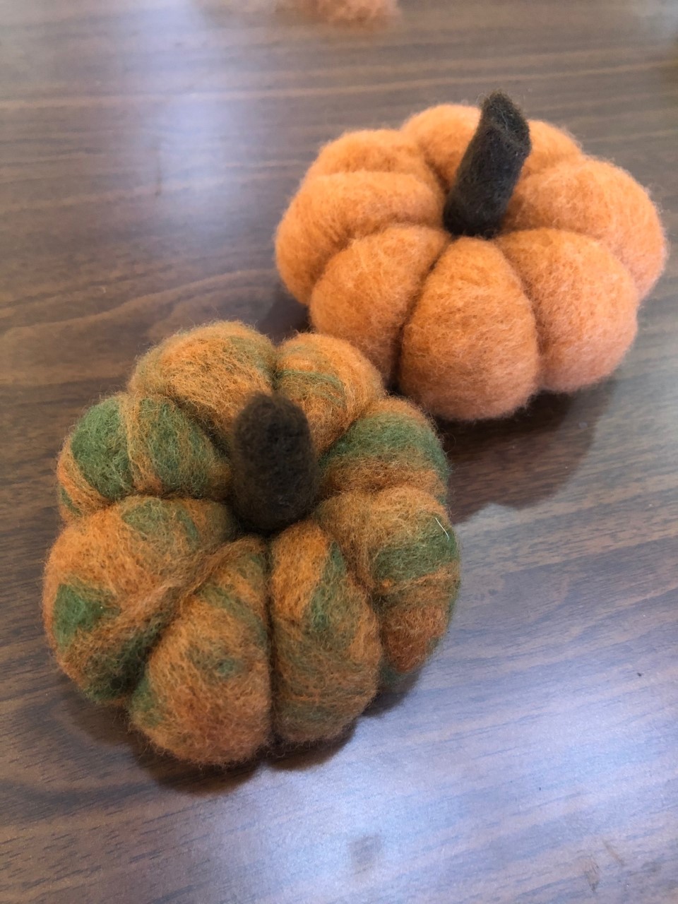 felted pumpkins