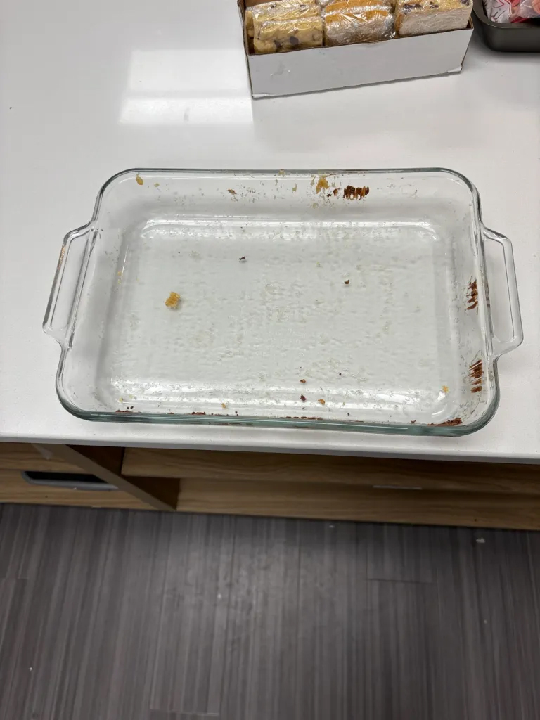 empty pan where scotcheroos used to be