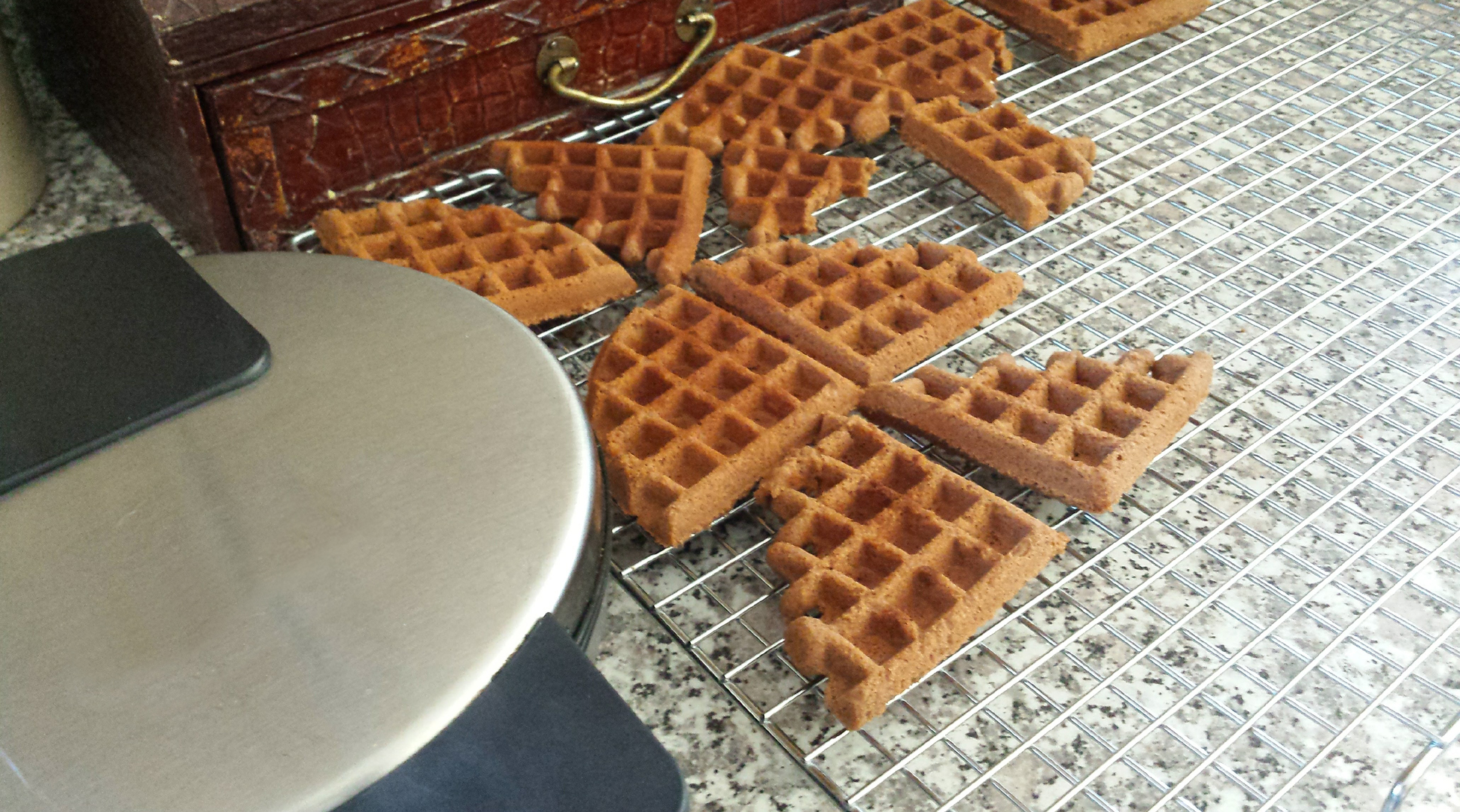 Waffle cookies done! Yum!