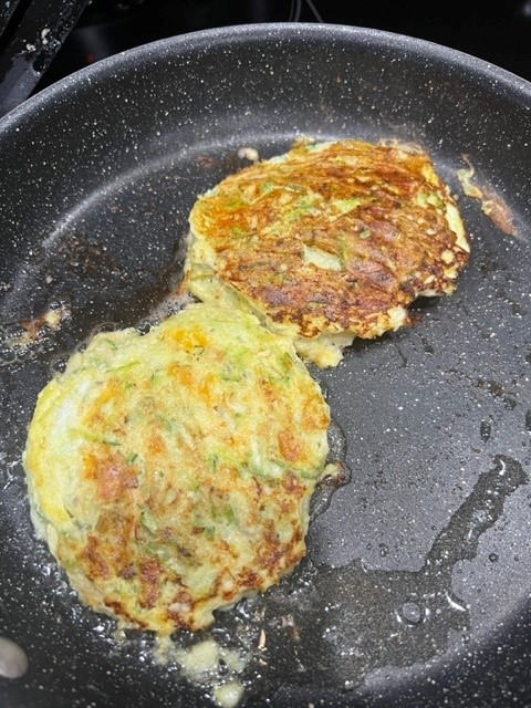 Zucchini pancakes are delicious